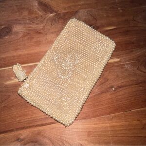 Vintage beaded sequin zippered clutch bag made in Japan as is